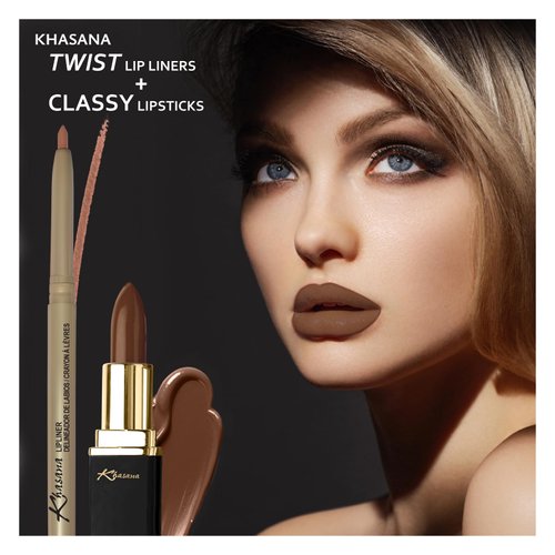 Khasana Lipstick & Automatic Lip Liner Set, Cream Gloss, Soft and Smooth Lip Color Kit, Vitamin E & C Infused for Nourishment & Hydration, Long Lasting. (Vogue 335+38, 13.5)