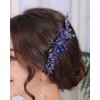 Rumtock Blue Hair Comb with Earrings for Women Girls Wedding Bridal Hair Piece Handmade Bnaquet Prom Jewelry