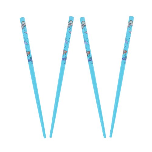 Set of 4 Women's Hair Sticks Hair Chopsticks with Butterflies 7 inches Long - Blue