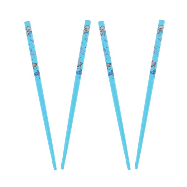Set of 4 Women's Hair Sticks Hair Chopsticks with Butterflies 7 inches Long - Blue
