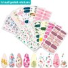 XEAOHESY 196 Pieces 14 Sheets Spring Nail Wraps Flower Nail Polish Strips Stickers Self-Adhesive Flamingo Leaf Nail Strips Gel Nail Stickers for Nails Full Nail Wraps for Women with Nail File
