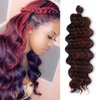 6 packs 20" AU-THEN-TIC Ocean Wave Crochet Hair Deep Wave Braiding Hair Body Wave Braids Synthetic Hair Extensions Kanekalon Fiber (20 Inch (Pack of 6), P1B/BG (Piano Off Black and Burgundy))
