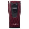 Colibri Monaco Triple Jet Flame Cigar Lighter, Wind Resistant, Blue Illusion Fuel Window, Refillable Butane (Red Carbon Fiber)