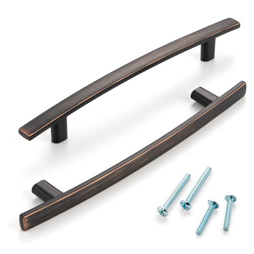 ASKANO 5 Inch Hole Centers, Oil Rubbed Bronze Curved Bar Kitchen Cabinet Handle Caroline Pull ZP2204 | Pack of 10, Solid Hardware for Drawer, Dresser, Bathroom, Vanity, Furniture Door, Cupboard, 5"