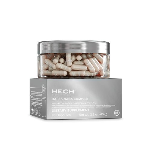 HECH Hair & Nails Complex - Hero Nutraceutical with Specific Amino Acids, Collagen Peptides, Plant Polyphenols, Key Minerals and B-Vitamins Including D-Biotin
