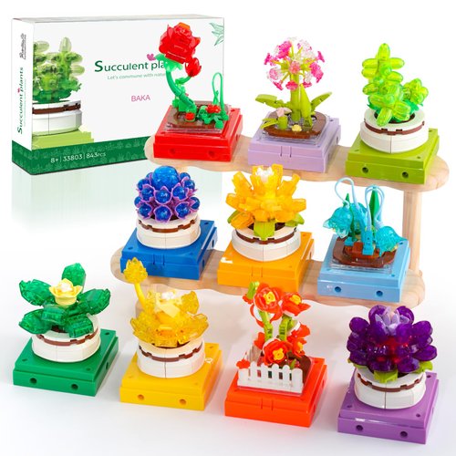 10 Tiny Plants Building Set for Adults Kids,Artificial Succulents Botanical Collection Set for Home&Office Decor Gift for Birthdays Anniversaries from Wife Or Daughter (849 PCS)