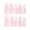 BAOYAALIN Press on Nails Medium Long Coffin Y2K Cute Fake Nails with 3D Bow Nail Charms Design Gel Glue on Nails for Women Girls Full Cover Acrylic False Stick on Nail Manicure for Wedding 24Pcs
