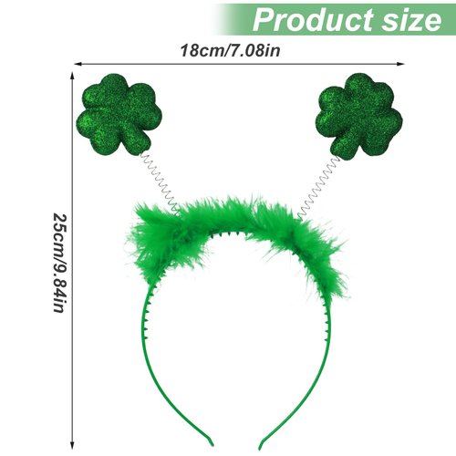 PEUTIER St Patricks Day Headband, Shamrock Headband Irish Green Clover Headpiece Hairband St Patrick Costume Accessories for Women Girls Decoration Party Favors Supplies
