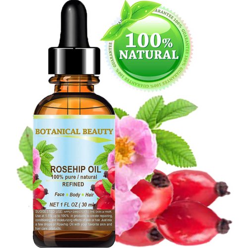 Botanical Beauty ROSEHIP OIL Pure Natural Refined Undiluted for Face, Body, Hair and Nail Care. 1 Fl.oz.- 30 ml Anti-Aging Moisturizer Hydration Facial Oil
