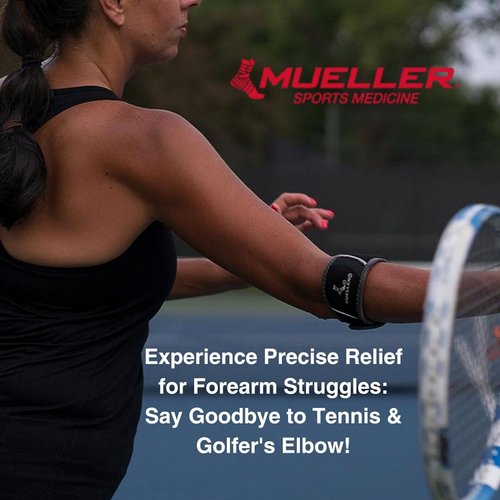 MUELLER Sports Medicine Hg80 Premium Tennis Elbow Support, Elbow Pain Relief For Men And Women, Black, Small/Medium
