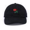 Rose Embroidered Dad Hat Adjustable Women Men Cotton Floral Baseball Cap (Black)