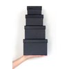 Cypress Lane Square Rigid Gift Boxes, a Nested Set of 4, 3.5x3.5x2 to 6x6x4 inches (Black)