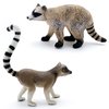 Gemini&Genius Raccoon Lemur Animal Action Figure Toy Set for Kids, Realistic and Details Wild Life Procyon Lotor Animal Toy Figurines for Kids Educational, Cake Toppers, Party Supplies (2 Friends)