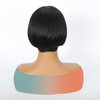 HOTJAR Pixie Cut Wigs For Black Women Short Human Hair Wigs With Bangs Short Layered Pixie Wigs Full Machine Made Wig Natural Black Color (Pixie cut wigs 292# 8 Inch)