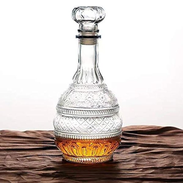 MDLUU Liquor Decanter, Glass Spirits Decanter with Airtight Stopper, Whiskey Vodka Bourbon Decanter Bottle for Gift, Home, Bar, Party Decor, 34oz/1000ml Clear