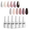 Vishine Gel Nail Polish Set, Soak Off UV LED Nude Maroon Gel Nail Polish Color Set Of 6pcs X 8ml