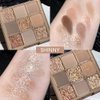 9Colors Rose Gold Black Brown Gold Matte Makeup Eyeshadow Palette,Nude Glitter Shiny Shimmer Smokey Eye Shadow Palette Highly Pigmented Long Lasting Waterproof Naturing-Looking Travel Size Gift Kit