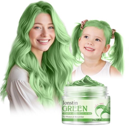 Temporary Hair Color Wax,lonstin Green Hair Dye Paint Wax Washable Instant Colored Hair Wax Gel C...