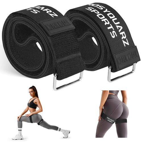 ROSYQUARZ BFR Booty Bands for Women Glutes, Blood Flow Restriction Bands Plan for Legs & Hip Building, Adjustable Velcro Occlusion Bands Workouts, Best Fabric Bands for Squat Butt & Thigh -Black 2PC
