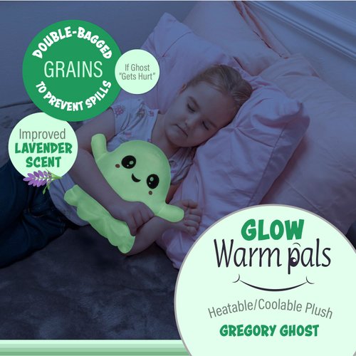 1i4 Group Warm Pals Scented Glow in The Dark Ghost, Microwavable Heatable and Coolable Bedtime Comfort Plush Toys Filled with Natural Grains and Lavender