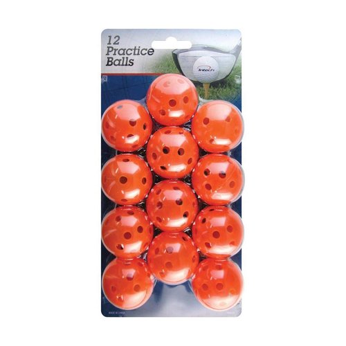 Intech Orange Colored Plastic Practice Golf Balls with Holes for Backyard or Indoor Use for Men, Women and Kids (12-Pack)