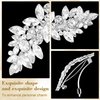 Joez Wonderful Rhinestone Hair Clips, Silver Bridal Hair Accessories for Women, Sparkly Crystal Hair Pins, Fancy Flower Hair Barrettes for Wedding, Bride, Long Hair (1 Pcs)