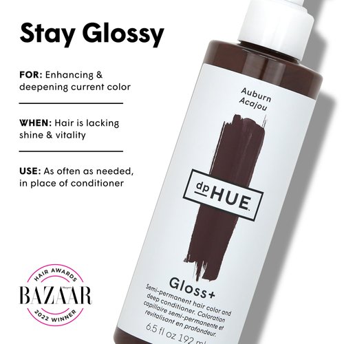 dpHUE Gloss+, Auburn - 6.5 oz - Semi-Permanent Hair Color & Conditioner - Lasts Up to Eight Washes - Paraben, SLS & SLES Sulfate Free - Vegan, Leaping Bunny Certified