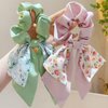 Likeggoad 5 Pcs Bow Elastic Hair Ties,Ribbon Hair Scrunchies,Mixed Floral Bowknot Hair Ties,Elegant Hair Scarf Scrunchies Short Ribbon Ponytail Holders for Women/Girls