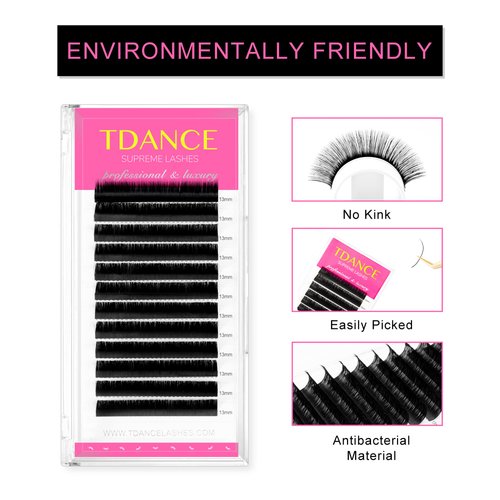 TDANCE Premium Classic Lash Extensions 0.05mm Thickness D Curl 14mm Silk Volume Lashes Extensions Professional Salon Use(D,0.05,14mm)