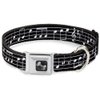Dog Collar Seatbelt Buckle Music Notes Black White 11 to 17 Inches 1.0 Inch Wide, 1" Wide - Fits 11-17" Neck - Medium
