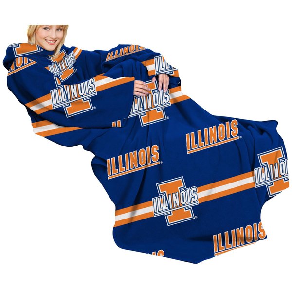 Illinois Fighting Illini Adult Comfy Throw Blanket with Sleeves, 48" x 71"