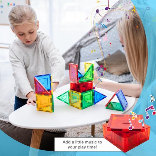 PicassoTiles Music Box Magnet Tile Building Block Musical Mechanism Piano Magnetic Tiles Blocks Construction Toy Set STEM Learning Education Kit Playset Boys Girls Toddlers Gift Kids Age 3 & Up PTE20