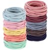 TecUnite 200 Pieces No-metal Hair Elastics Bulk Rubber Bands Hair Ties Ponytail Holders Hair Bands for Women Girls (Mixed Color, 2 mm x 3.5 cm)