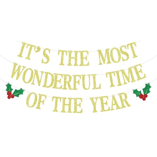 It's the Most Wonderful Time of the Year Banner, Merry Birthday, Happy New Year, Winter Christmas Birthday Party Decorations