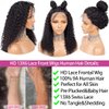 SYHGK 13x6 Deep Wave Lace Front Wigs Human Hair Wigs HD Transparent Deep Curly Lace Frontal Glueless Wigs Human Hair Lace Front Wigs Pre Plucked 150% Density Natural Black 24 Inch
