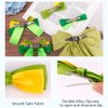 AHONEY 5 Pack Green Hair Bows for Girls Hair Clips, Satin Hair Bow Princess Dress Up Hair Ribbons Cute Bow for Hair Accessories for Girls Women Princess Birthday Party Favors Decorations Gifts (Tiana)