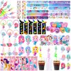 232PCs Mermaid Party Favors Mermaid Slap Bracelet Stampers Bookmark Keychain Ring Hair Ties Sticker Tattoos for Mermaid Goodies Bag Fillers
