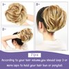 WILLBOND 4 Pcs Messy Hair Bun Hairpiece Tousled Updo for Women Hair Extensions Straight Short Ponytail Elastic Scrunchies Curly Hair Accessories (Honey Blonde mix Bleach Blonde/27T613, Basic Style)