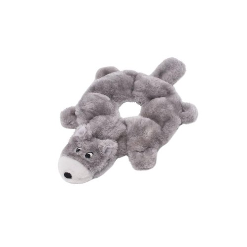 ZippyPaws - Loopy - No Stuffing Squeaky Plush Dog Toy - for Small and Medium Dogs - Wolf