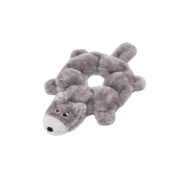ZippyPaws - Loopy - No Stuffing Squeaky Plush Dog Toy - for Small and Medium Dogs - Wolf