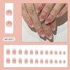 Press on Nails Oval Medium Length Cat Eye False Nails Artificial Acrylic Nails Nude Pink Design Almond Fake Nails Full Cover Glossy Reusable Coffin Nails Glue on Nails for Women 24Pcs