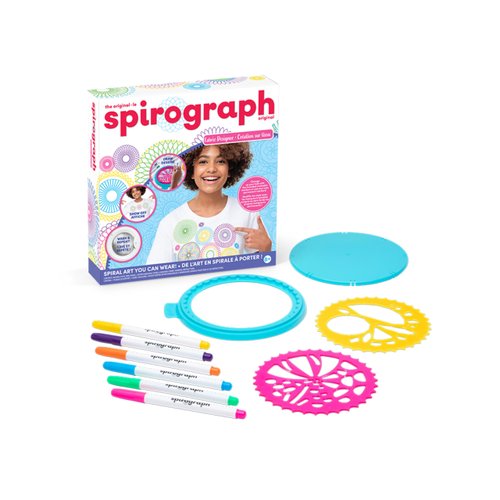 Spirograph Fabric Designer – Spiral Art You Can Wear, Arts and Crafts, Kids Toys, Art Supplies, Craft Supplies, Drawing Kit, Spiral Art, Classic Gear Design Kit, Fabric Pens, Ages 6+