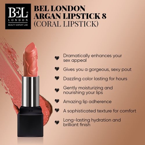 BL Argan Lipstick (Coral) - Amazing Lipsticks For Women For Soft and Kissable Lips - Long Lasting Lipstick To Keep Your Radiance All Day And Night