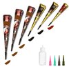 Temporary Tattoos Kit, 6Pcs Semi Permanent Tattoo Paste Cones, India Body DIY Art Painting for Women Men Kids, Summer Trend hand Plaste with 3 Colors(1Pc Bottle,4Pcs Nozzles)20Pcs Adhesive Stencil