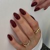 Burgundy Wine Red Press on Nails Short Almond Fake Nails Press ons, Solid Color Glue on Nails Short False Nails, Medium Almond Nails Oval Round Shaped Nails for Women, 24Pcs Natural Acrylic Gel Nails