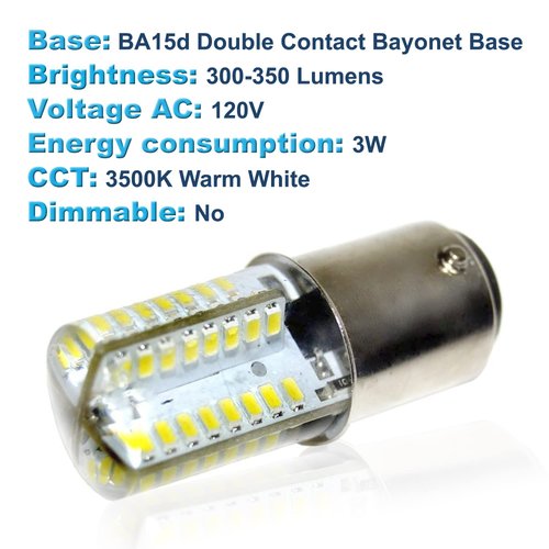 HQRP 110V LED Light Bulb Warm White Compatible with Kenmore 117.959/148.12181/158.102/158.103/158.10301/158.10302/158.10304 Sewing Machine