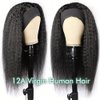 Zealady Kinky Straight Headband Wig Human Hair For Black Women 180 Density Yaki Straight Headband Wig Human Hair Glueless Human Hair Wigs 22 inch