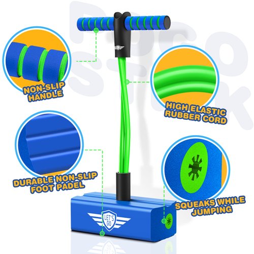 Toys for 3-12 Year Old Boys Girls, Foam Pogo Jumper for Kids Outdoor Toys Gifts for 3-12 Year Old Boys Pogo Stick for Kids Age 7 and Up Xmas Birthday Party Gifts Stocking Stuffers（Green Blue）