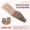 Hairro 12" 50g Tape in Hair Extensions Remy Human Hair #8T18P60 Dark Brown and Blonde Balayage Thin Long Straight Hair Seamless Skin Weft Invisible Double Sided Tape 20pc/pack +10 Tape Bonds