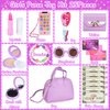 Learn2M Purple Play Purse for Little Girls Ages 3-6, My First Purse Toy with Handbag, Makeup Set, Sunglasses, Smartphone, Wallet, Car Keys, Credit Cards and Fake Money